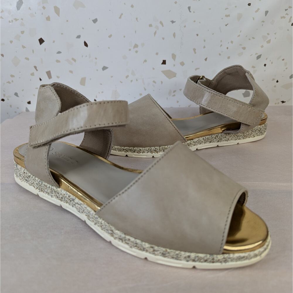 SAYDO DANCE OFF BREZZA Lightweight Tan Leather Open Toe Sandals Shoes Size 5.5